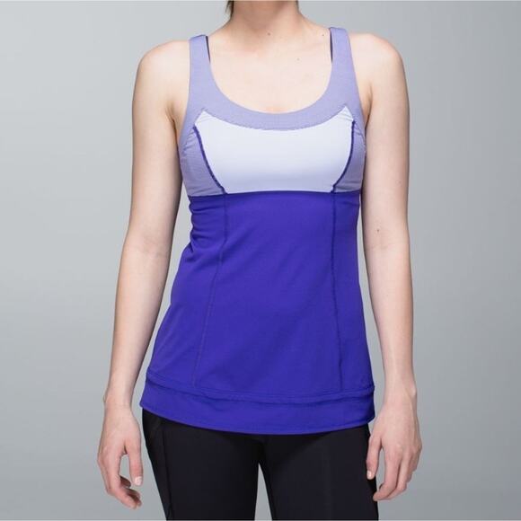 Lululemon Run: Ta Ta Topper Tank Top Cool Breeze Wee Stripe Bruised Berry Size 4 - Picture 1 of 6
